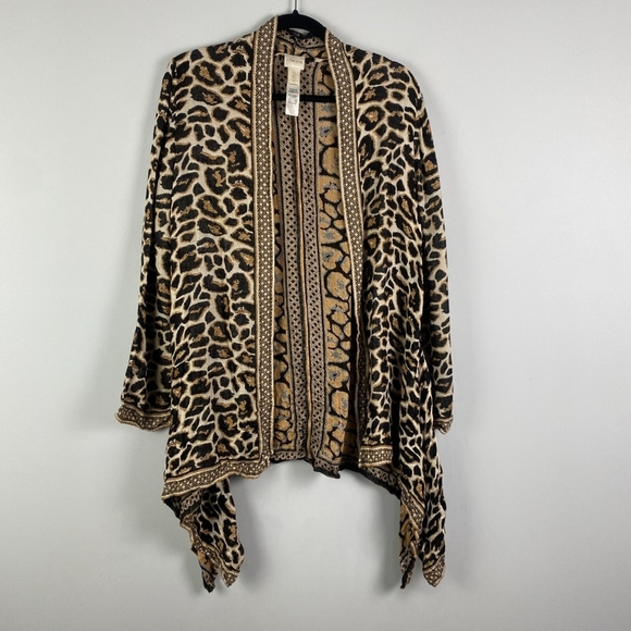 Chico’s Leopard Print Open-Front Kimono Cardigan | Size 0 | Boho Chic New - Picture 2 of 8